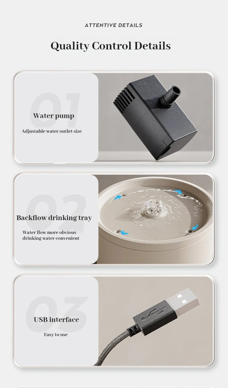 Pet Supplies Cat Automatic Water Dispenser Flow Silent Circulation Filter Ceramic Water Feeder Large Capacity Removable Washable