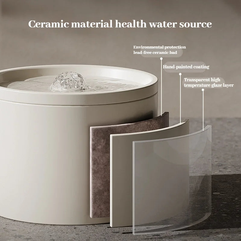 Pet Supplies Cat Automatic Water Dispenser Flow Silent Circulation Filter Ceramic Water Feeder Large Capacity Removable Washable